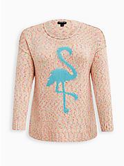 Plus Size Pullover Sweater - Marled Cotton Flamingo Pink, MULTI, hi-res