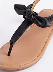 Plus Size Bow T-Strap Sandal - Black (WW), BLACK, alternate