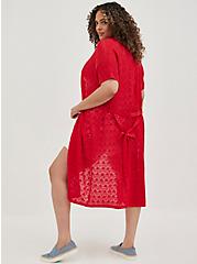 Plus Size Open Cardigan Sweater - Crochet Red, RED, alternate