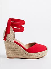 Closed Toe Espadrille Wedge - Canvas Red (WW), RED, alternate