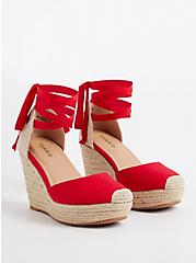 Closed Toe Espadrille Wedge - Canvas Red (WW), RED, hi-res