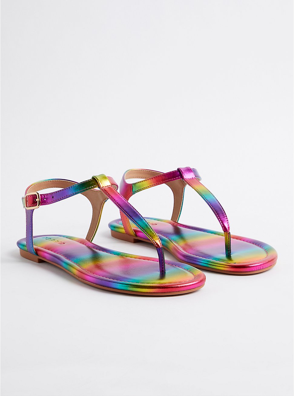 Plus Size Always Proud T-Strap Sandal - Metallic Rainbow (WW), RAINBOW, hi-res