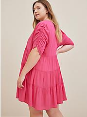 Ruffle Tiered Kimono - Crinkle Gauze Neon Pink, PINK GLO, alternate