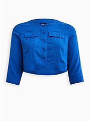 Cropped Jacket - Cotton Blue, NAUTICAL BLUE BLUE, hi-res