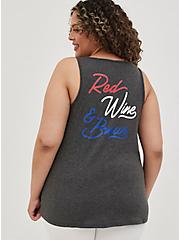 Classic Fit Lace-Up Tank - Cotton Wine Back GraphicCharcoal, CHARCOAL, alternate
