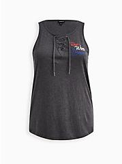 Classic Fit Lace-Up Tank - Cotton Wine Back GraphicCharcoal, CHARCOAL, hi-res
