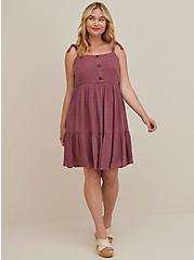 Plus Size Pinafore Mini Dress - Purple, WILD GINGER: BURGUNDY, hi-res
