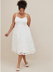Plus Size Crochet Lace Sweetheart Midi Dress - Lace White, CLOUD DANCER, alternate