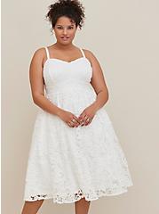 Plus Size Crochet Lace Sweetheart Midi Dress - Lace White, CLOUD DANCER, hi-res