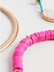 Plus Size Cord & Beaded Bracelet Set of 5 - Gold Tone, MULTI, alternate