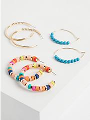 Plus Size Beaded Hoops Set of 3 - Multicolor, , hi-res