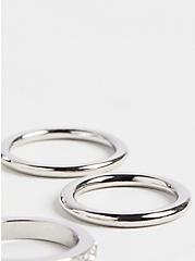 Dome Ring and Bands Ring Set of 5 - Silver Tone, SILVER, alternate