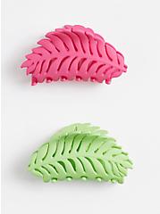 Leaf Claw Clips - Green & Pink , , alternate