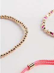 Multicolor Bead and Cord Bracelets Set of 4 - Gold Tone, MULTI, alternate