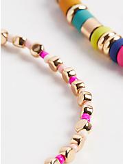 Plus Size Multicolor Bead and Cord Bracelets Set of 4 - Gold Tone, MULTI, alternate