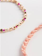 Plus Size Multicolor Bead and Cord Bracelets Set of 4 - Gold Tone, MULTI, alternate