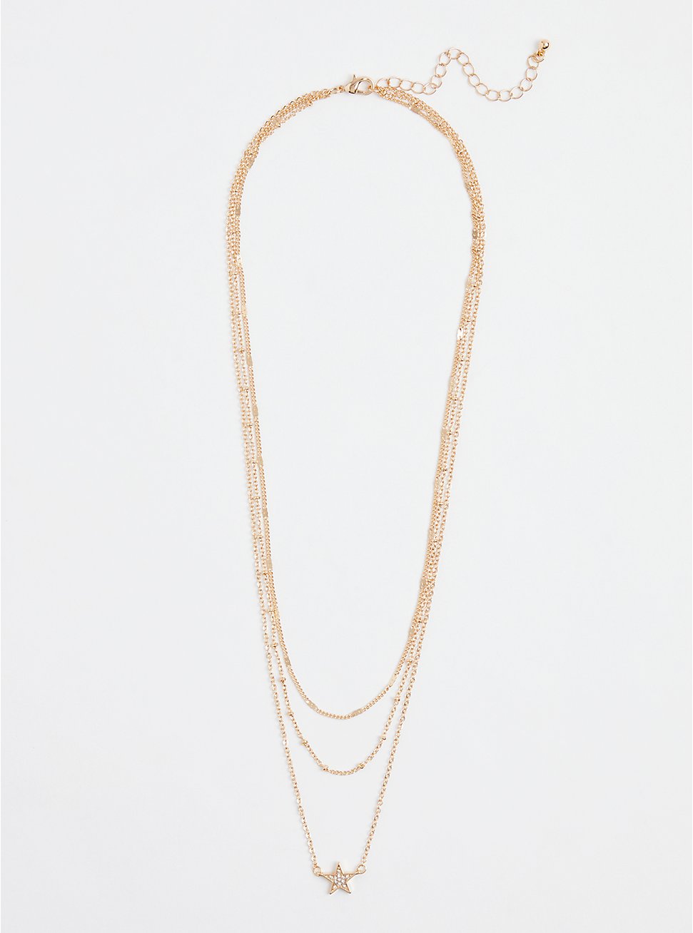 Delicate Layered Necklace With Star - Gold Tone, , hi-res