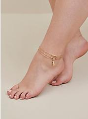 Plus Size Pineapple and Star Layered Anklet - Gold Tone, , alternate