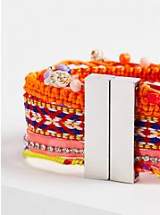Plus Size Threaded Magnetic Bracelet Cuff - Orange , MULTI, alternate