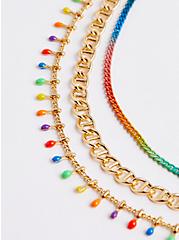 Always Proud Rainbow Layered Chain Necklace  - Gold Tone, , alternate