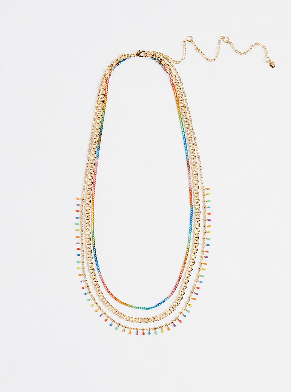 Always Proud Rainbow Layered Chain Necklace  - Gold Tone, , hi-res