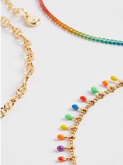 Always Proud Rainbow Chain Anklets - Gold Tone, , alternate