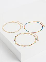 Always Proud Rainbow Chain Anklets - Gold Tone, , hi-res