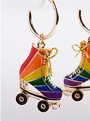 Always Proud Rainbow Roller-Skate Hoop Charms - Gold Tone, , alternate