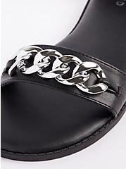Plus Size Double Band Chain Strap Sandal - Black & Silver (WW), BLACK, alternate