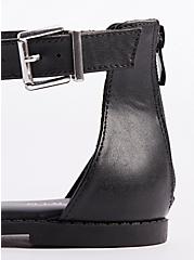 Plus Size Double Band Chain Strap Sandal - Black & Silver (WW), BLACK, alternate
