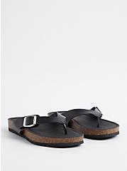 Plus Size Faux Leather Flip Flop Sandal (WW), BLACK, hi-res