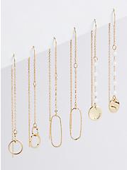 Plus Size Linear Threader Earring Set of 3 - Gold Tone, , hi-res