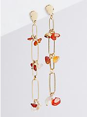 Linear Earring - Gold Tone & Orange, , hi-res