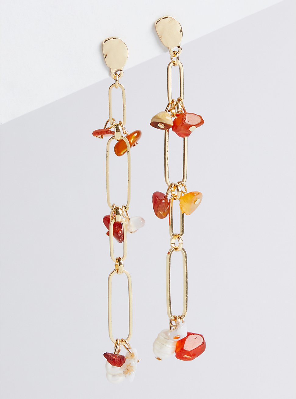 Linear Earring - Gold Tone & Orange, , hi-res