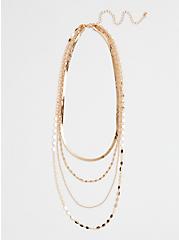 Textured Chain Layered Necklace - Gold Tone, , hi-res