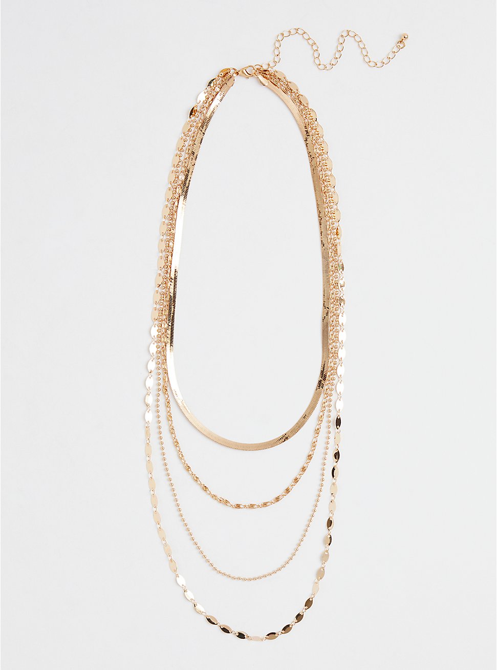 Textured Chain Layered Necklace - Gold Tone, , hi-res