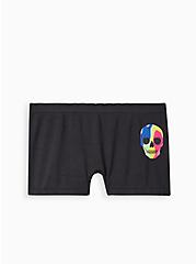 Seamless Boyshort Panty - Rainbow Skull Black, RAINBOW SKULL black, hi-res