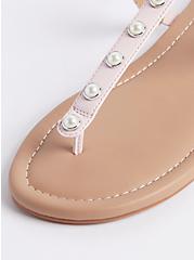 Plus Size Pearl T-Strap Sandal - Pink (WW), PINK, alternate