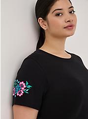 Plus Size Everyday Tee - Signature Jersey Floral Puff Graphic Black, DEEP BLACK, alternate