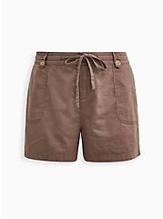 Pull-On Short - Stretch Linen Brown, BROWN, hi-res
