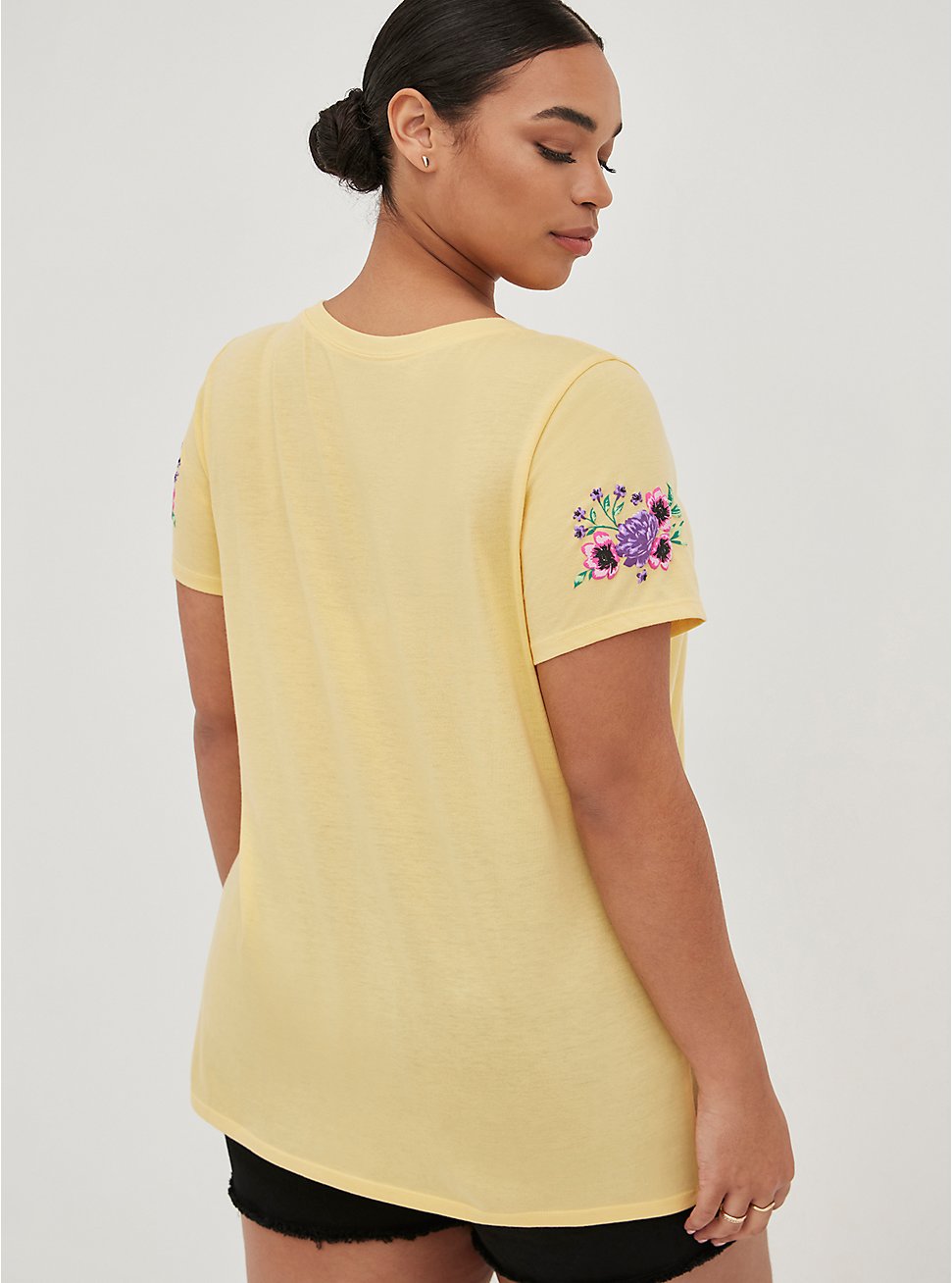 Plus Size Everyday Tee - Signature Jersey Floral Puff Graphic Yellow, YELLOW, hi-res