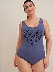 Plus Size Scoop Tank Bodysuit - Foxy Heart Indigo, BLUE, hi-res