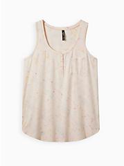 Henley Sleep Tank - Cupro Brush Stroke Coral, OTHER PRINTS, hi-res