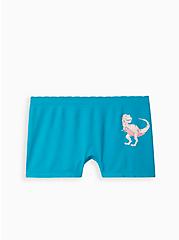 Seamless Boyshort Panty - Dinosaur Teal Blue, FIERCE blue, hi-res