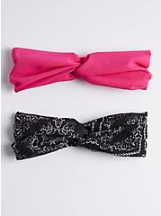 Plus Size Soft Headbands Set of 2 - Pink & Black , , hi-res