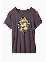 Marvel Thanos Relaxed Fit Roll Sleeve Top - Heritage Cotton Gauntlet Grey , GREY, hi-res