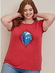 BBC Doctor Who Distressed Top - Triblend Jersey Tardis Red, AMERICAN BEAUTY, alternate