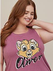 Disney Oliver & Co High Neck Tank - Cotton Oliver Mauve, MAUVE, hi-res