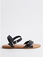 Plus Size Ankle Strap Braided Sandal - Black (WW), BLACK, alternate