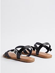 Plus Size Ankle Strap Braided Sandal - Black (WW), BLACK, alternate